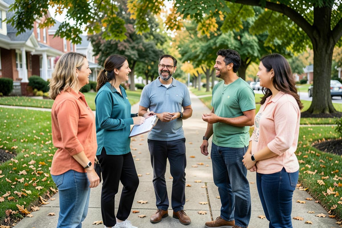Neighbours meeting on a Burlington street